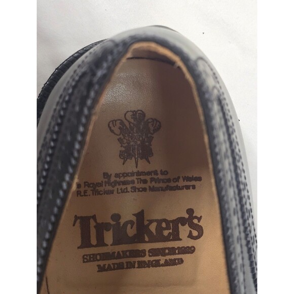 Tricker's Whitman Black Box Derby Brogues Shoes Made In England - Picture 10 of 12